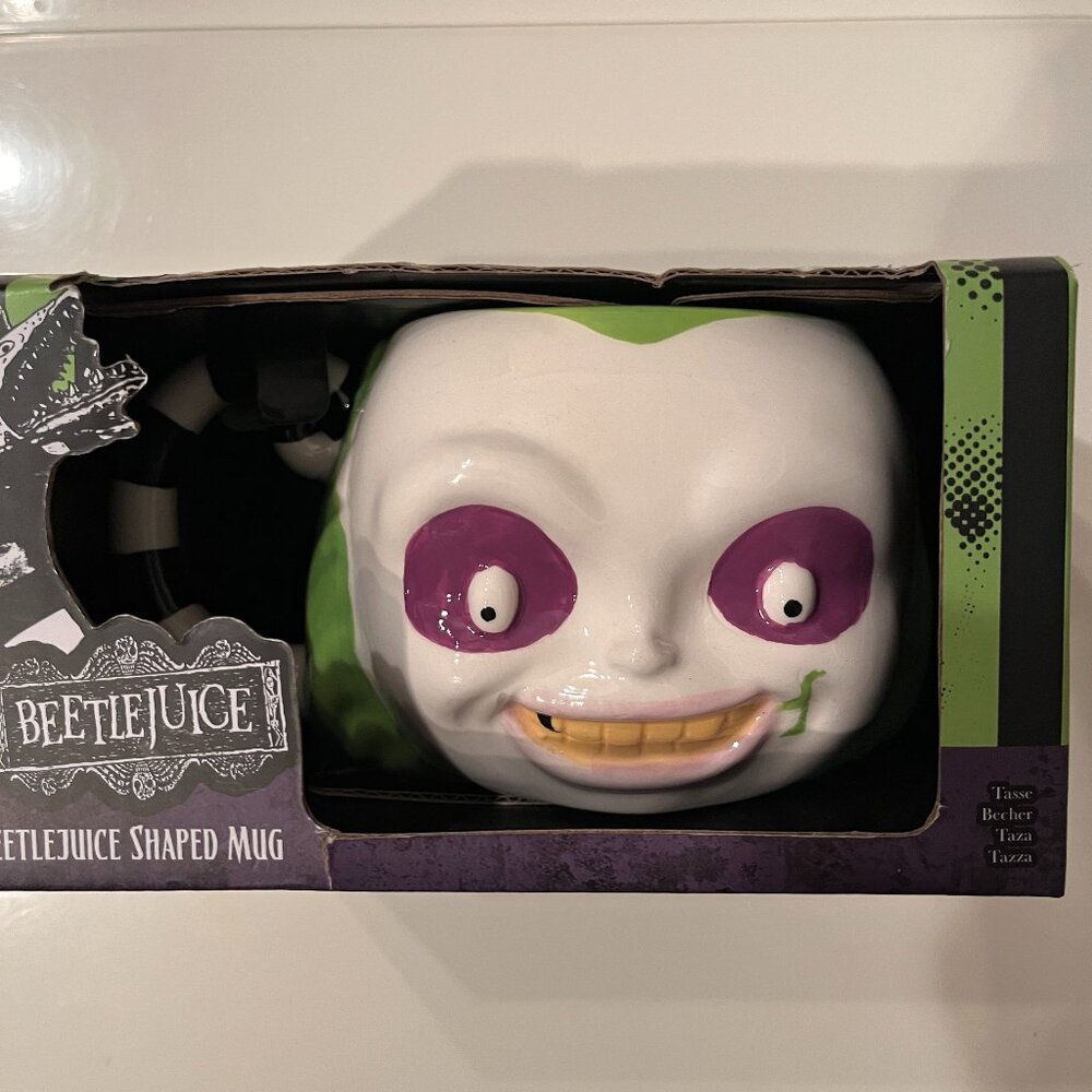 Beetlejuice 3D Face Shaped Ceramic Mug - New in Box